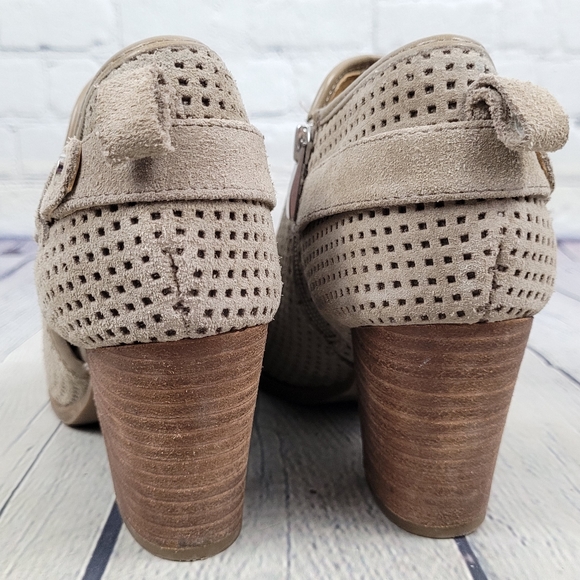 FRANCO SARTO | Dale 2 perforated suede leather heeled ankle booties boots - Picture 7 of 10